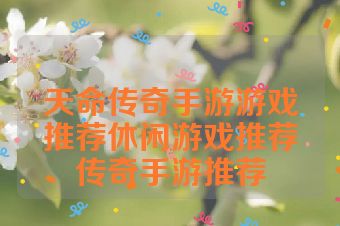 天命传奇手游游戏推荐休闲游戏推荐传奇手游推荐