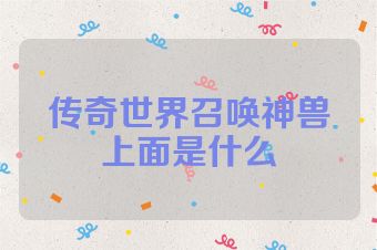 传奇世界召唤神兽上面是什么