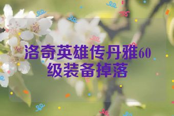 洛奇英雄传丹雅60级装备掉落
