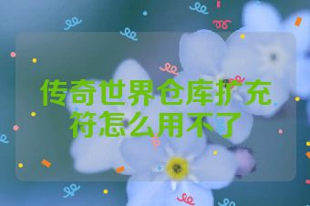 传奇世界仓库扩充符怎么用不了