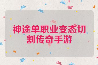 神途单职业变态切割传奇手游
