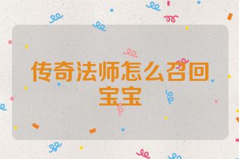 传奇法师怎么召回宝宝