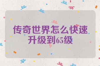 传奇世界怎么快速升级到65级