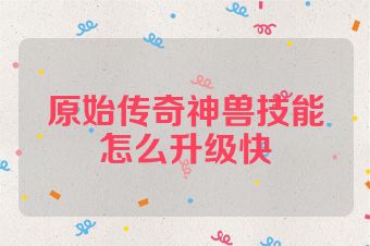原始传奇神兽技能怎么升级快