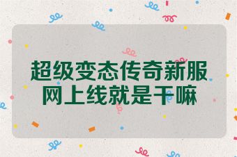 超级变态传奇新服网上线就是干嘛