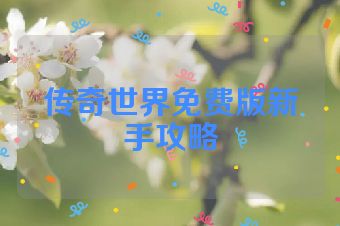 传奇世界免费版新手攻略
