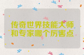 传奇世界技能大师和专家哪个厉害点