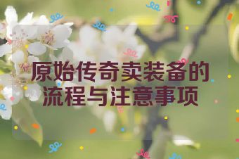 原始传奇卖装备的流程与注意事项