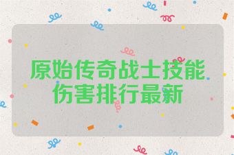 原始传奇战士技能伤害排行最新