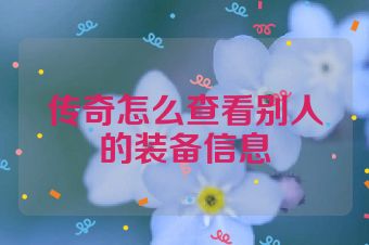 传奇怎么查看别人的装备信息