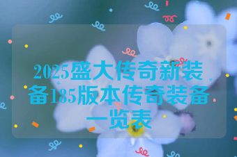 2025盛大传奇新装备185版本传奇装备一览表