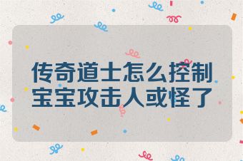 传奇道士怎么控制宝宝攻击人或怪了