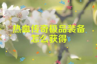 热血传奇极品装备怎么获得