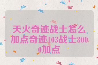 天火奇迹战士怎么加点奇迹103战士8000加点