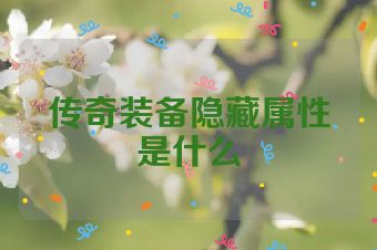传奇装备隐藏属性是什么