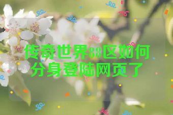 传奇世界88区如何分身登陆网页了
