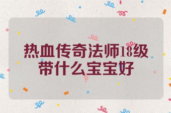 热血传奇法师18级带什么宝宝好