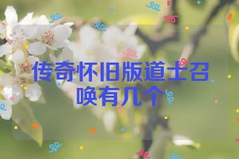 传奇怀旧版道士召唤有几个