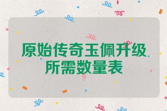 原始传奇玉佩升级所需数量表