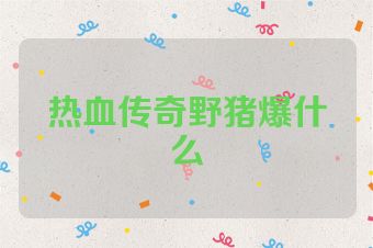 热血传奇野猪爆什么