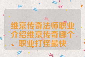 维京传奇法师职业介绍维京传奇哪个职业打怪最快
