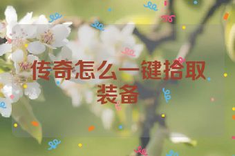 传奇怎么一键拾取装备