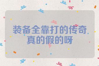 装备全靠打的传奇真的假的呀