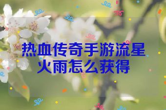 热血传奇手游流星火雨怎么获得