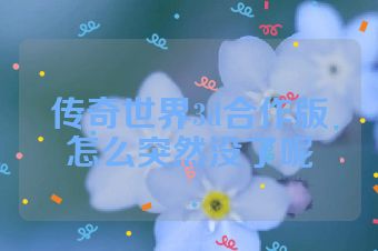 传奇世界3d合作版怎么突然没了呢