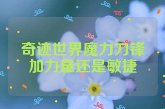 奇迹世界魔力刀锋加力量还是敏捷