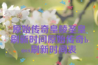 原始传奇皇陵圣皇刷新时间原始传奇boss刷新时间表