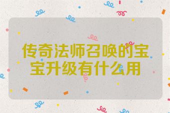 传奇法师召唤的宝宝升级有什么用