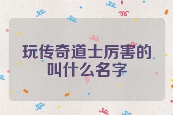 玩传奇道士厉害的叫什么名字
