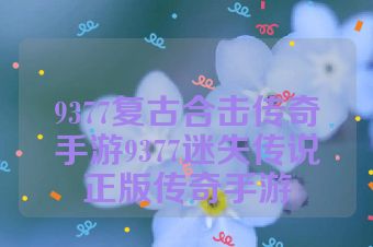9377复古合击传奇手游9377迷失传说正版传奇手游