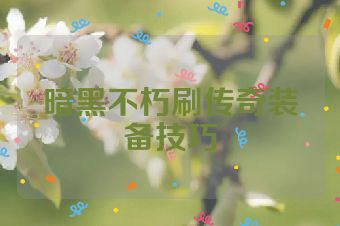 暗黑不朽刷传奇装备技巧