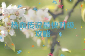 热血传说最快升级攻略