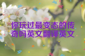 你玩过最变态的传奇吗英文翻译英文
