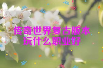 传奇世界复古版本玩什么职业好