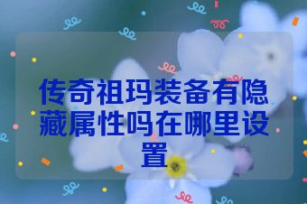 传奇祖玛装备有隐藏属性吗在哪里设置