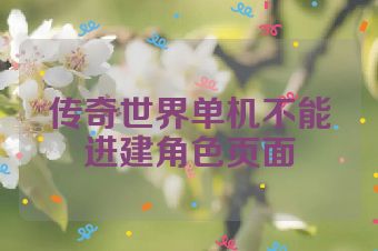 传奇世界单机不能进建角色页面