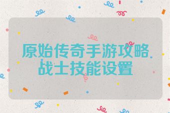 原始传奇手游攻略战士技能设置