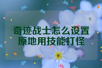奇迹战士怎么设置原地用技能打怪