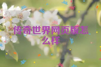 传奇世界网页版怎么样