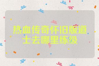 热血传奇怀旧版道士去哪里练级