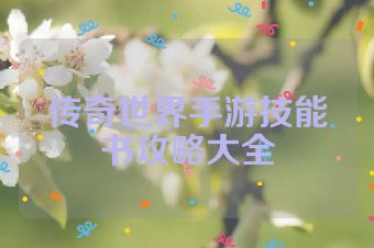 传奇世界手游技能书攻略大全