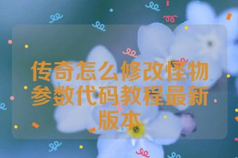 传奇怎么修改怪物参数代码教程最新版本