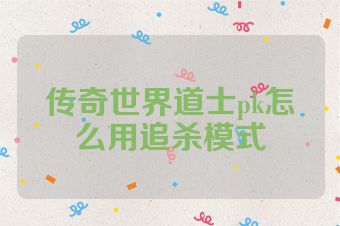 传奇世界道士pk怎么用追杀模式