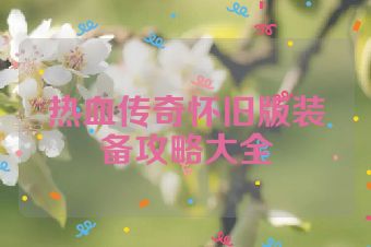 热血传奇怀旧版装备攻略大全