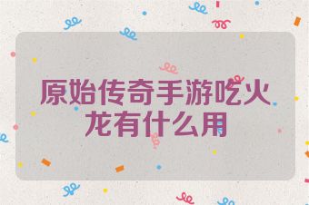原始传奇手游吃火龙有什么用