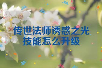 传世法师诱惑之光技能怎么升级